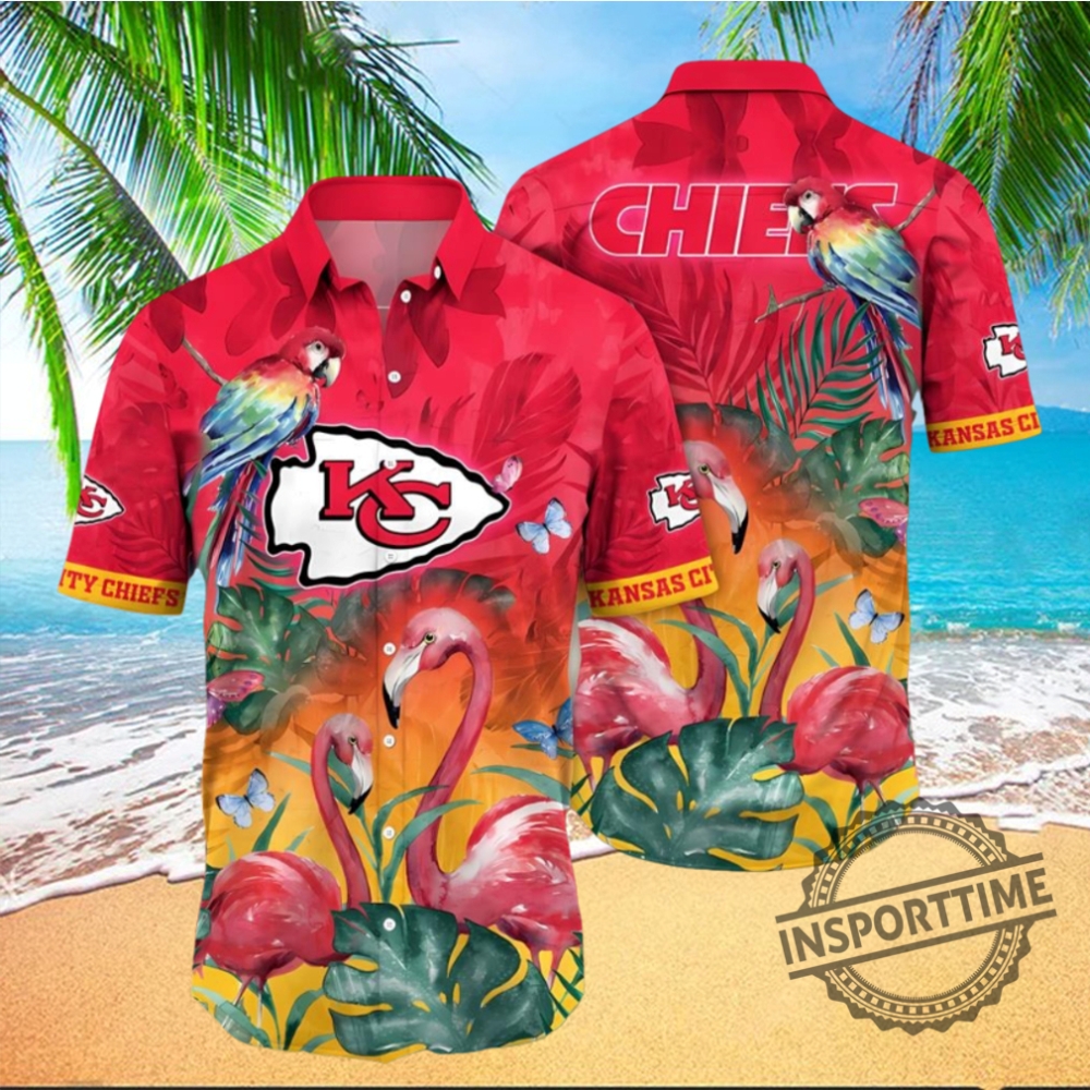Flamingo And Flowers Kansas City Chiefs Hawaiian Shirt And Shorts 2 Flamingo and flowers Kansas City Chiefs Hawaiian Shirt and Shorts