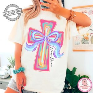 Cross Easter Pink Brushstroke Png He Is Risen Png Cross Coquette Bow Png Pink Bunny Png Easter Png Girls Easter Png Preppy Easter Png insporttime 1