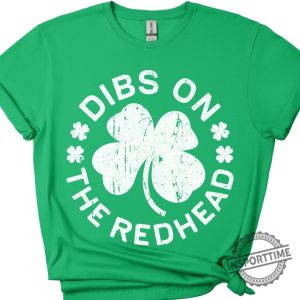 Dibs On The Redhead Tshirt Unisex Funny Mens Distressed Shamrock Shirt Vintage Green Irish Tshirt Gift For St Patricks Day 2025 insporttime 1