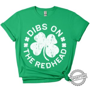 Dibs On The Redhead Tshirt Unisex Funny Mens Distressed Shamrock Shirt Vintage Green Irish Tshirt Gift For St Patricks Day 2025 insporttime 1 1