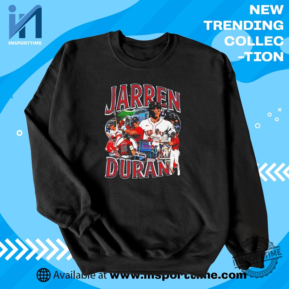 Jarren Duran Boston Red Sox Jersey Tshirt Official Mlb Player Tee Baseball Fan Shirt 5 Jarren Duran Boston Shine T-Shirt – White Edition | Red Sox Fan Tee | MLB Streetwear Style
