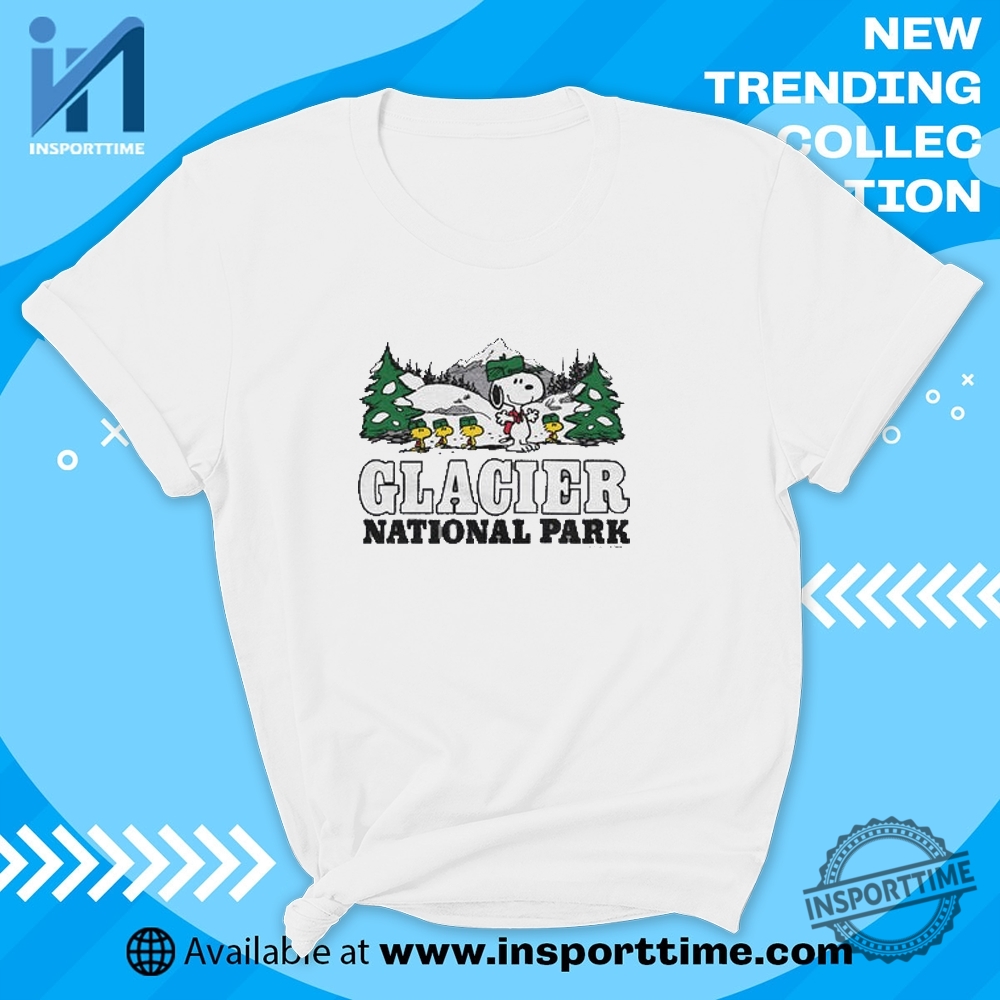 "Discover Trendy Graphic Tees: Pop Culture, Sports, and Humor Styles" 3 Peanuts Snoopy X Glacier National Park Tshirt Snoopy Adventure Tee