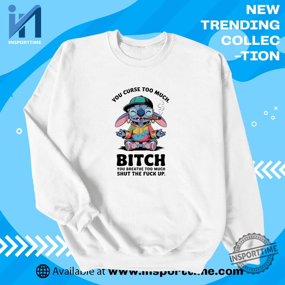 Sitch You Curse Too Much Bitch Tshirt Funny Phrase Graphic Tee 5 New York Sports Yankees Giants Rangers Knicks Circle Logo T-Shirt