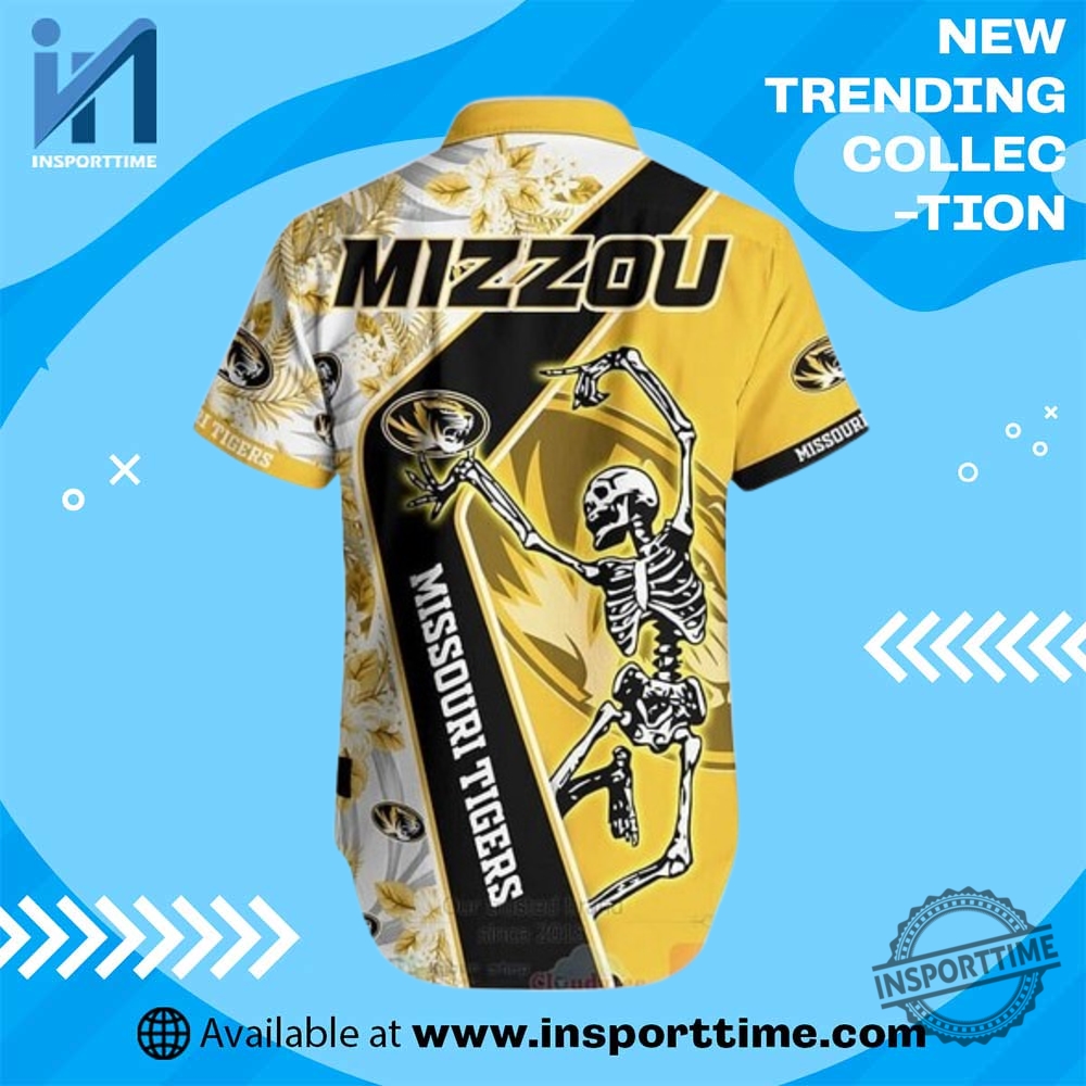 Ncaa Missouri Tigers Skeleton Gold Black Hawaiian Shirt 3 Official All for Texas MLB PA Texas Rangers Baseball Graphic t-shirt